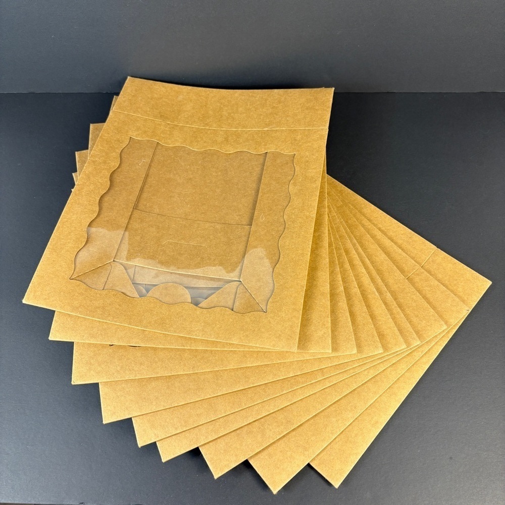 Kraft Paper Bakery or Pastry Boxes with clear display windows Lot (9)